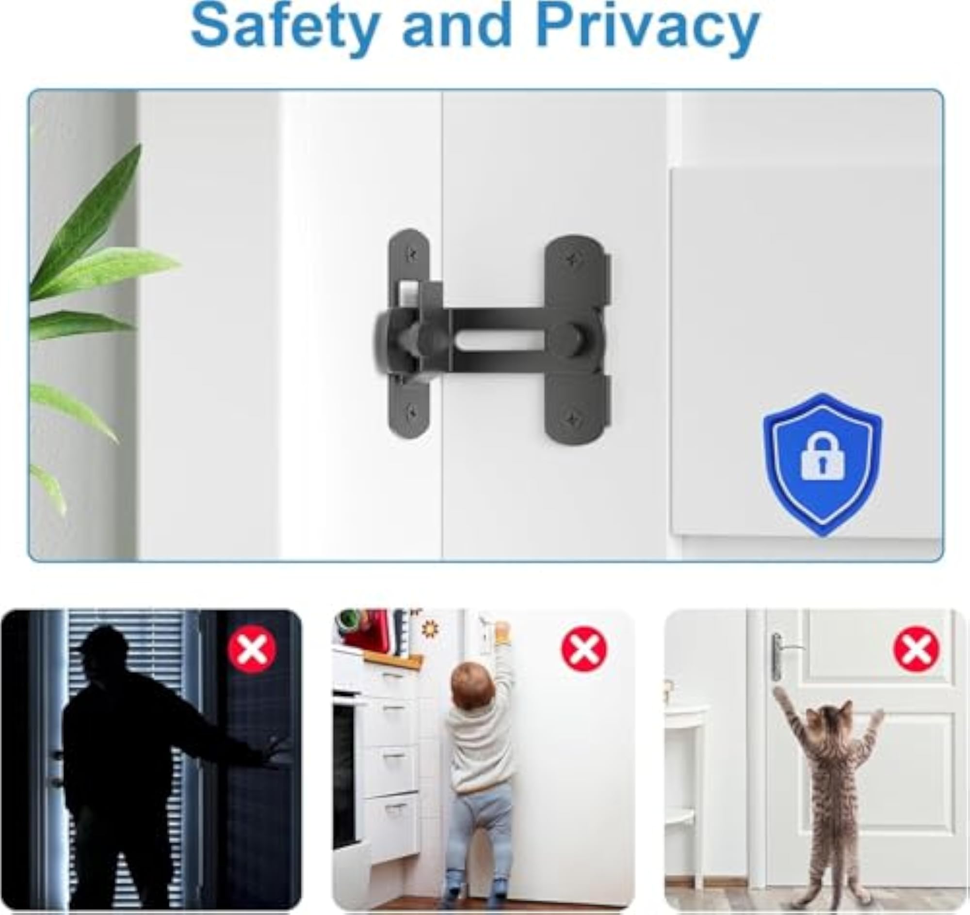 90-Degree Door Lock Latch, Stainless Steel Flip Latch